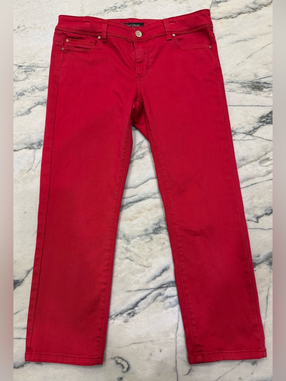 White House Black Market red slim crop jeans